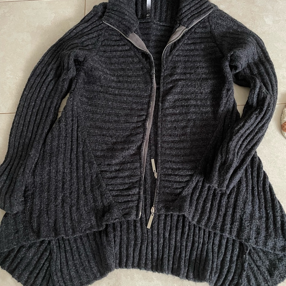 Kensie Charcoal Ribbed Cardigan